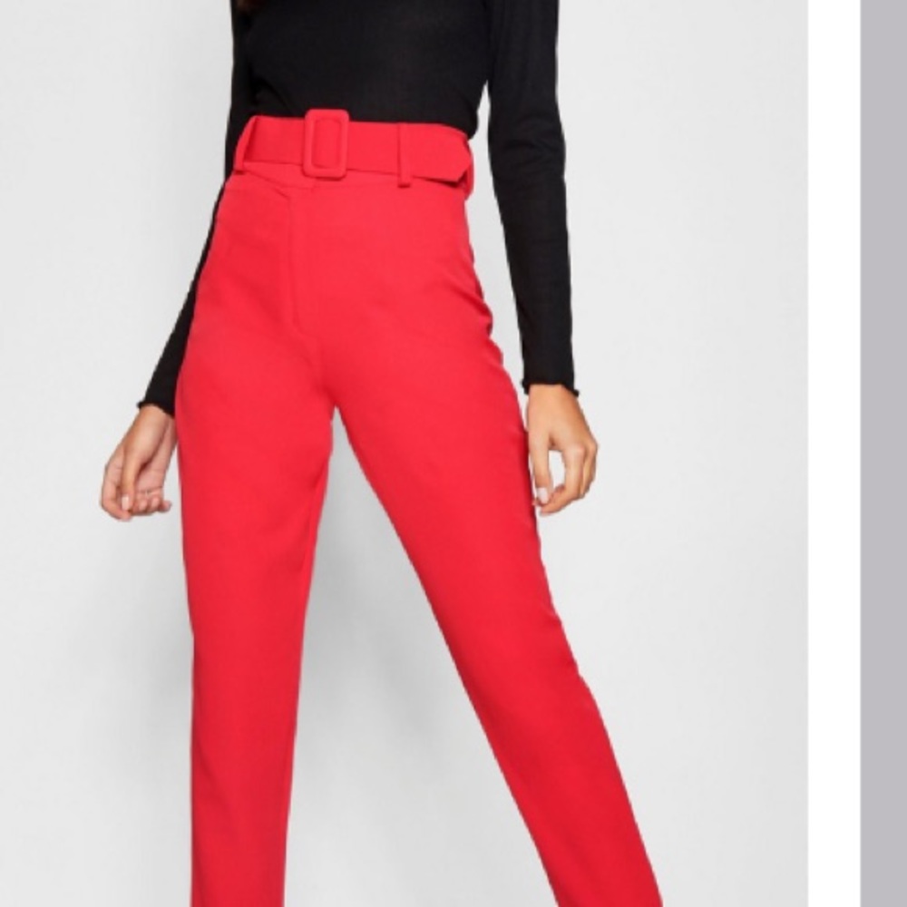 high waist belted skinny slacks size M